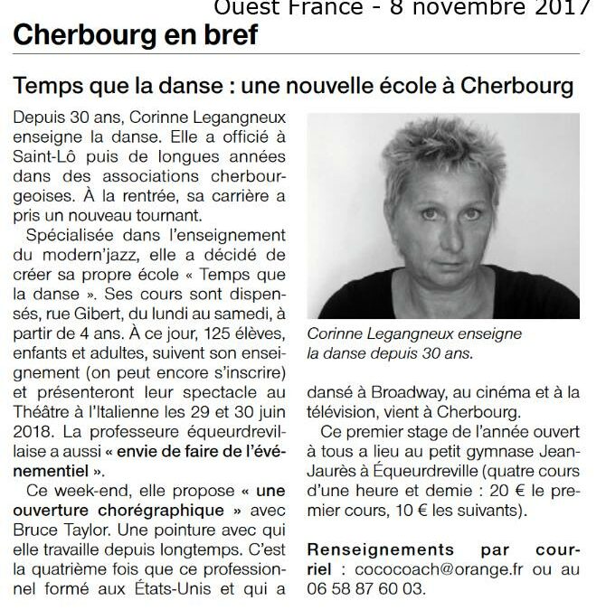 Article Ouest France – 8 novembre 2017